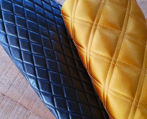 trapuntatura su pelle e raso con rombi trapuntatura su pelle e raso con rombi
